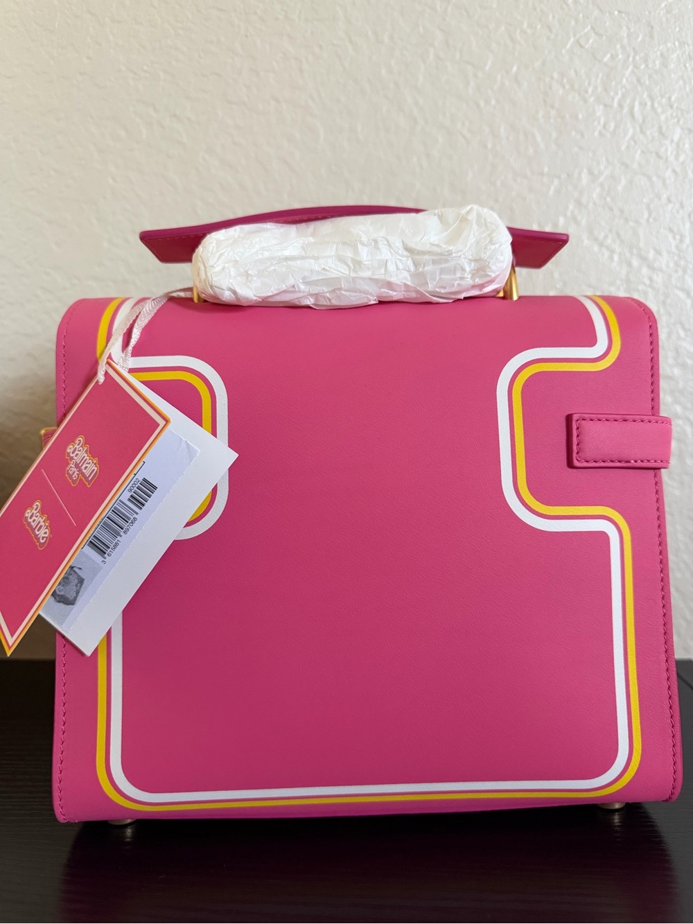 Balmain x BARBIE collab Pink and Yellow Logo Satchel with Gold Hardware - Picture 9 of 12